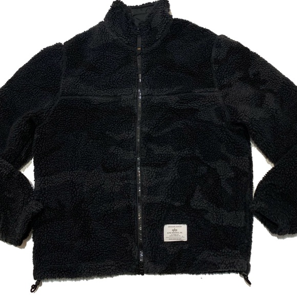 S / Alpha Industries Black Sherpa Jacket - Picture 1 of 5